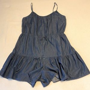 Express chambray denim spaghetti strap romper size L